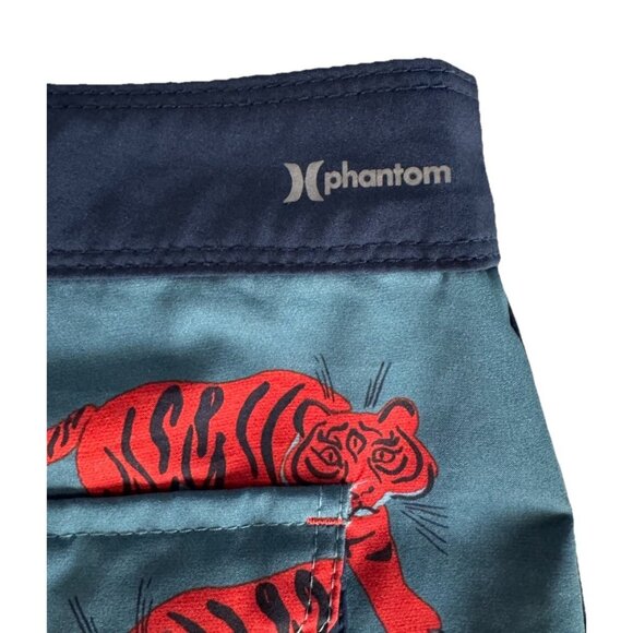 Hurley Phantom Men's Sz 34 Blue W/ Orange Tiger Print Boardshorts Board Shorts - Picture 7 of 8